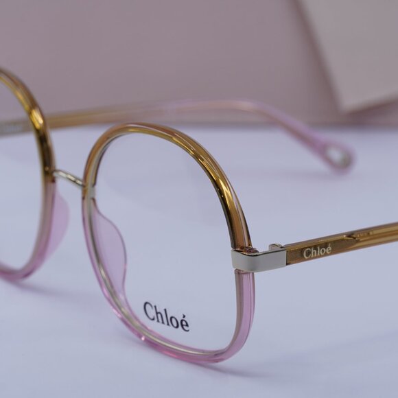 Chloe CH0032O 001 Round Eyeglasses 55mm - Yellow/Pink - Picture 2 of 11